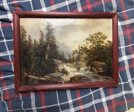 Jozef Thoma Potok Górski obraz olejny 40x29 
