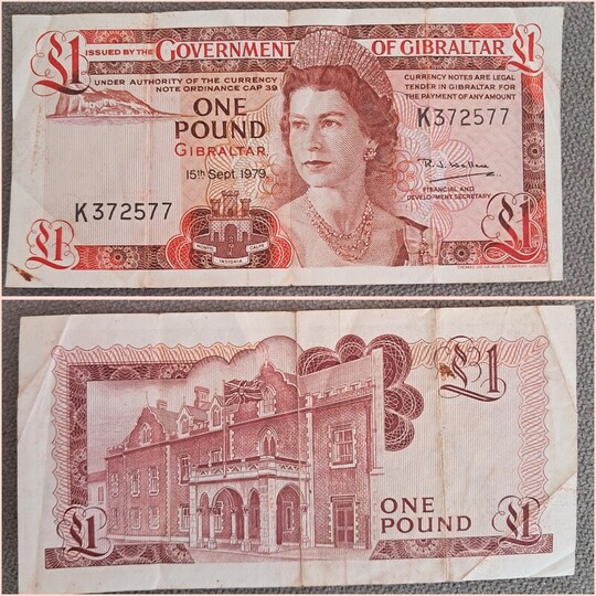 Banknot 1 Funt Gibraltar 1979 &ndash; Królowa Elżbieta II 