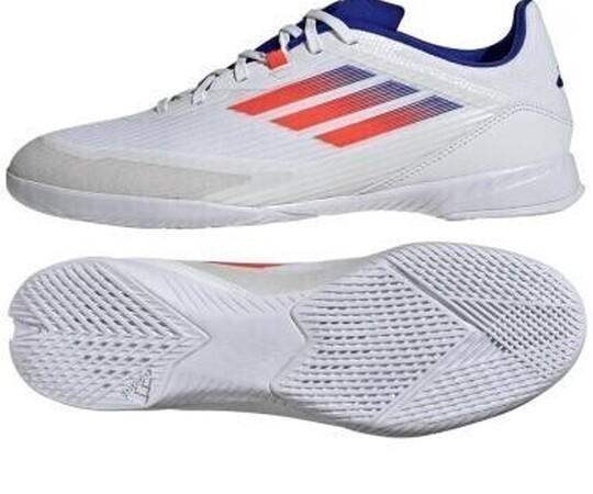 Buty 47 adidas białe w pomarańczowe paski z małym napisem 