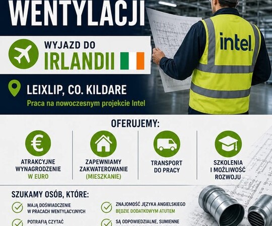 🌍 Praca w Irlandii dla monterów wentylacji 