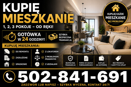 KUPIĘ MIESZKANIE &ndash; PŁATNOŚĆ GOTÓWKĄ W 24 GODZINY! 