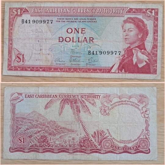 Rzadki banknot 1 Dolar 1965 &ndash; Karaiby Wschodnie 