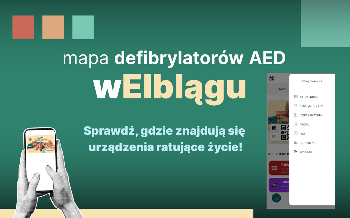 Defibrylatory AED w aplikacji „wElblągu”. Sprawdź, gdzie znajdują się urządzenia ratujące życie