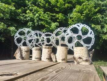 >Wyjątkowe statuetki zawodów Truso MTB