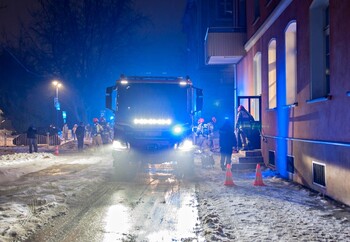 >Pożar na ul. 1 Maja